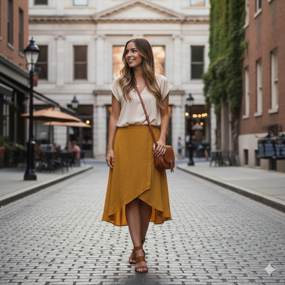 WORTHINGTON  Mustard Midi Skirt